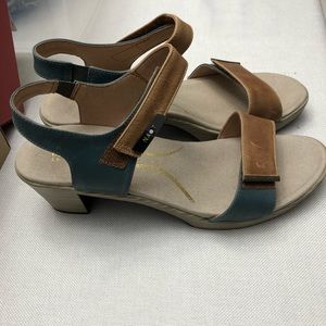 Naot Tan and Turquoise Sandals with heel, Ladies 10
